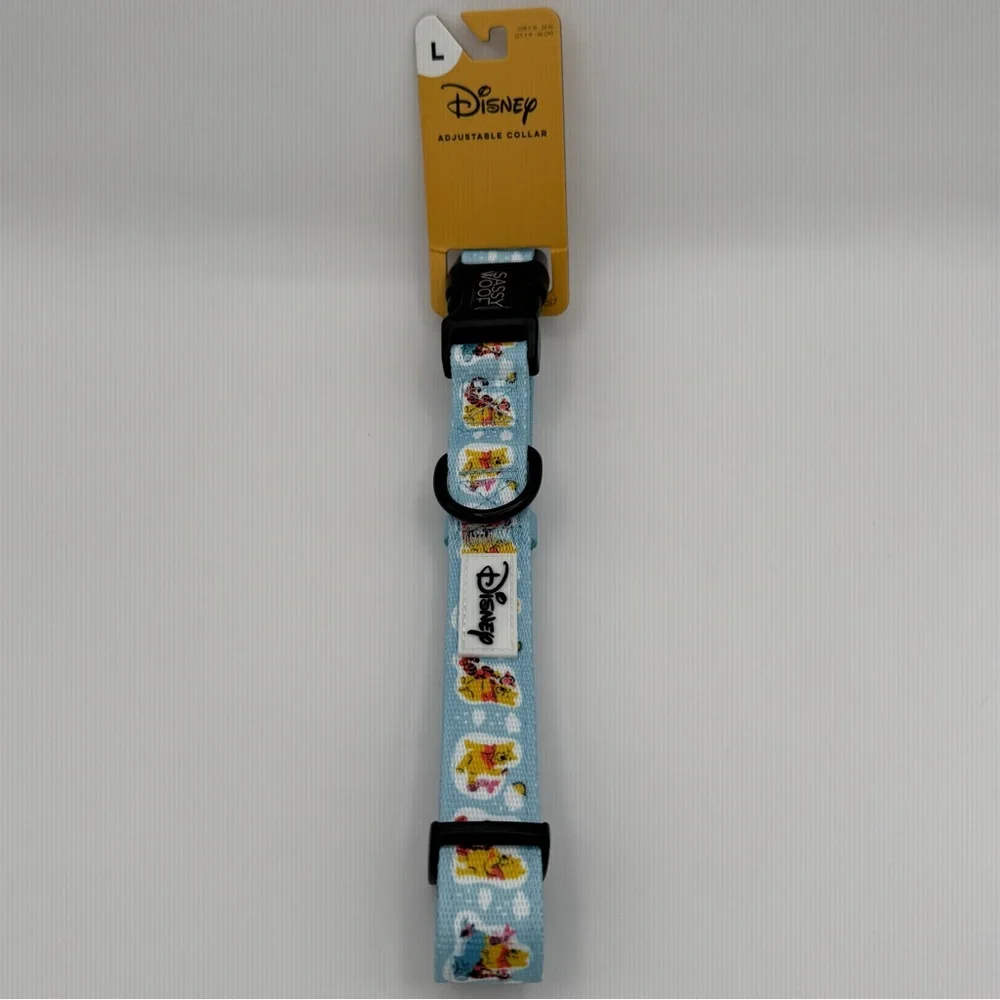 Disney Winnie the Pooh Blue Dog Collar, Sassy Woof, Size Large
